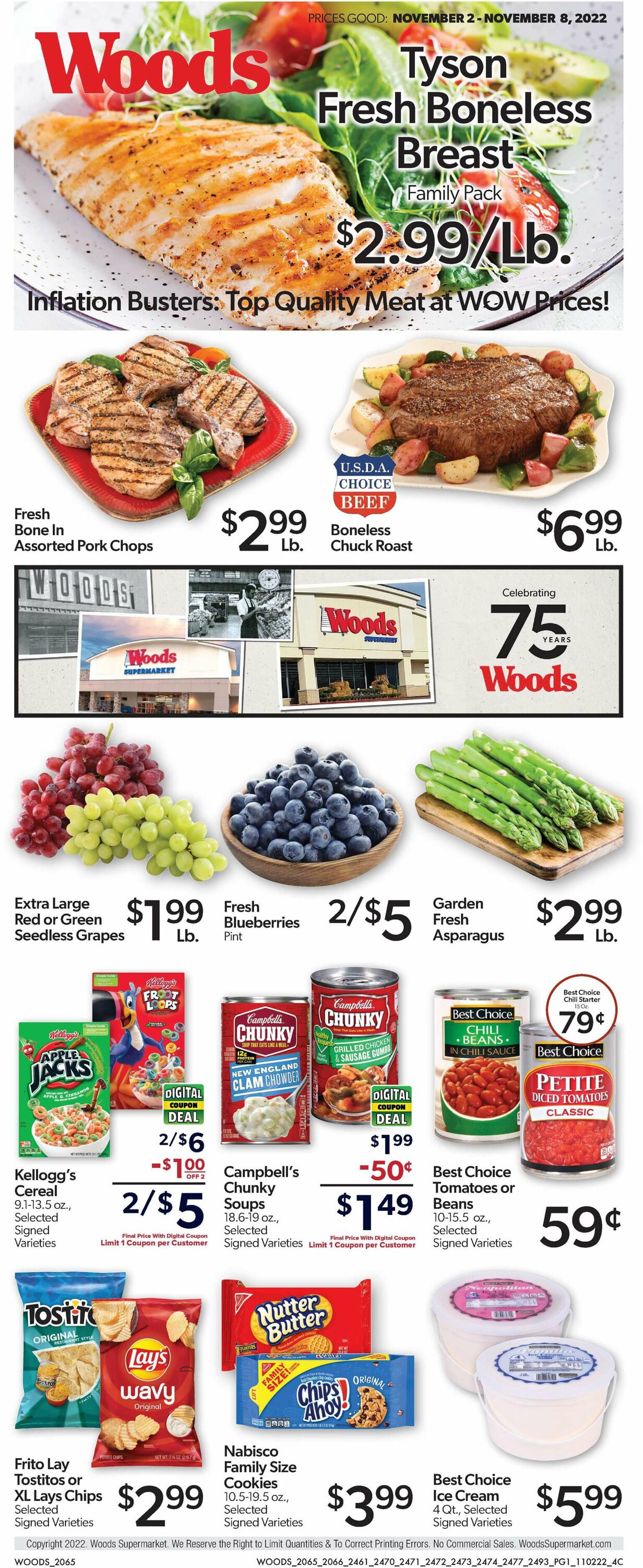 Woods Supermarket Ad from 11/02/2022