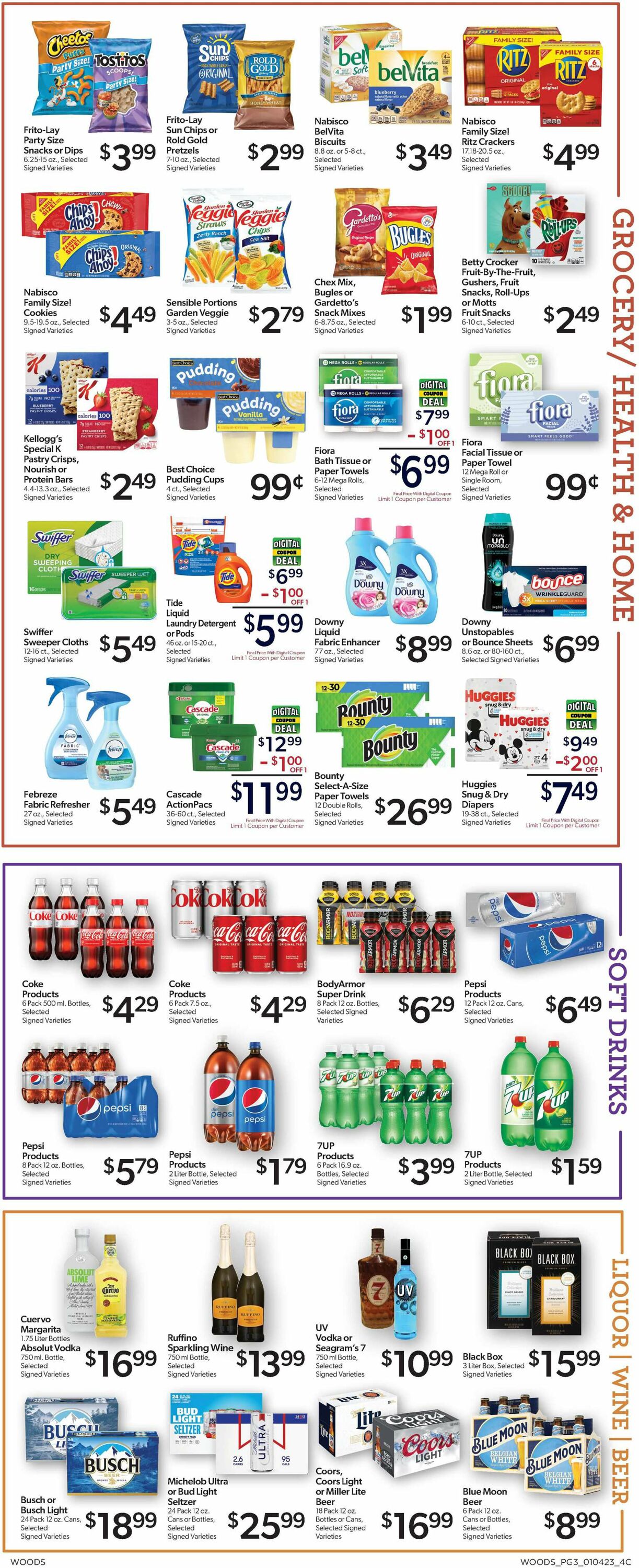 Woods Supermarket Ad from 01/04/2023