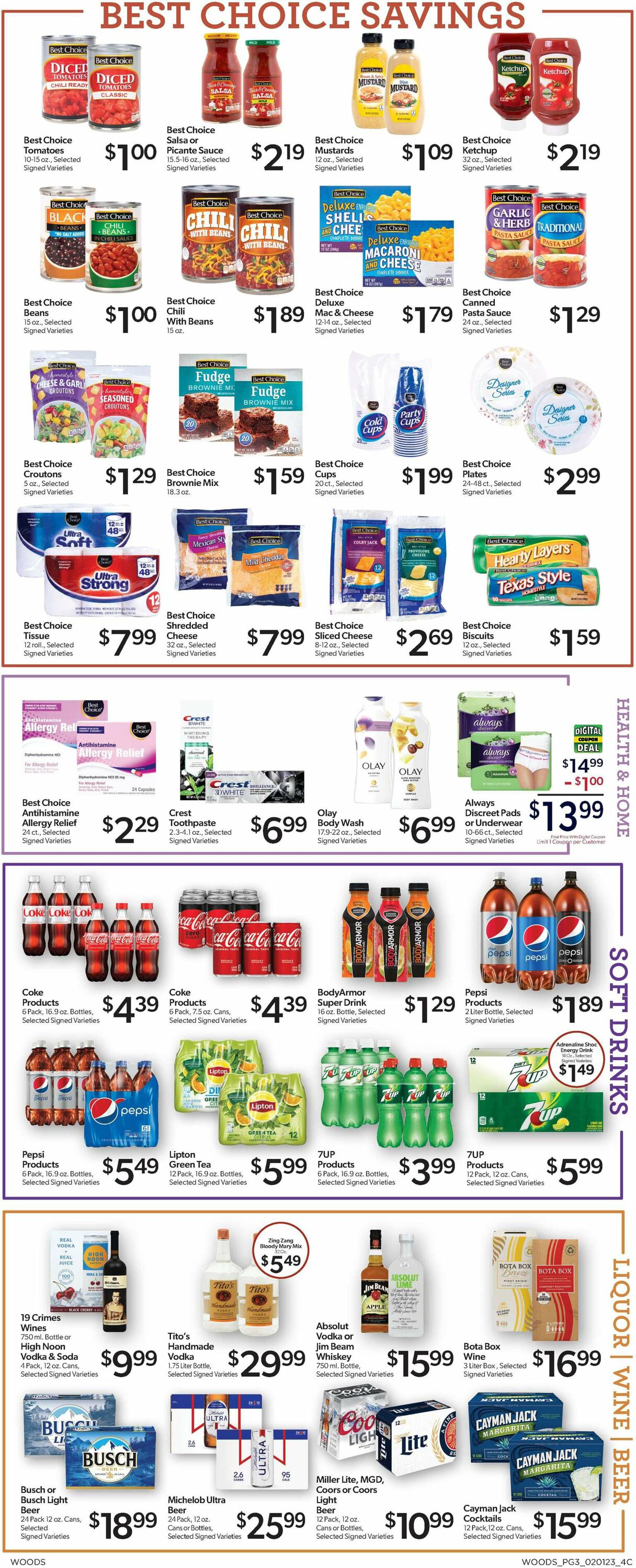 Woods Supermarket Ad from 02/01/2023