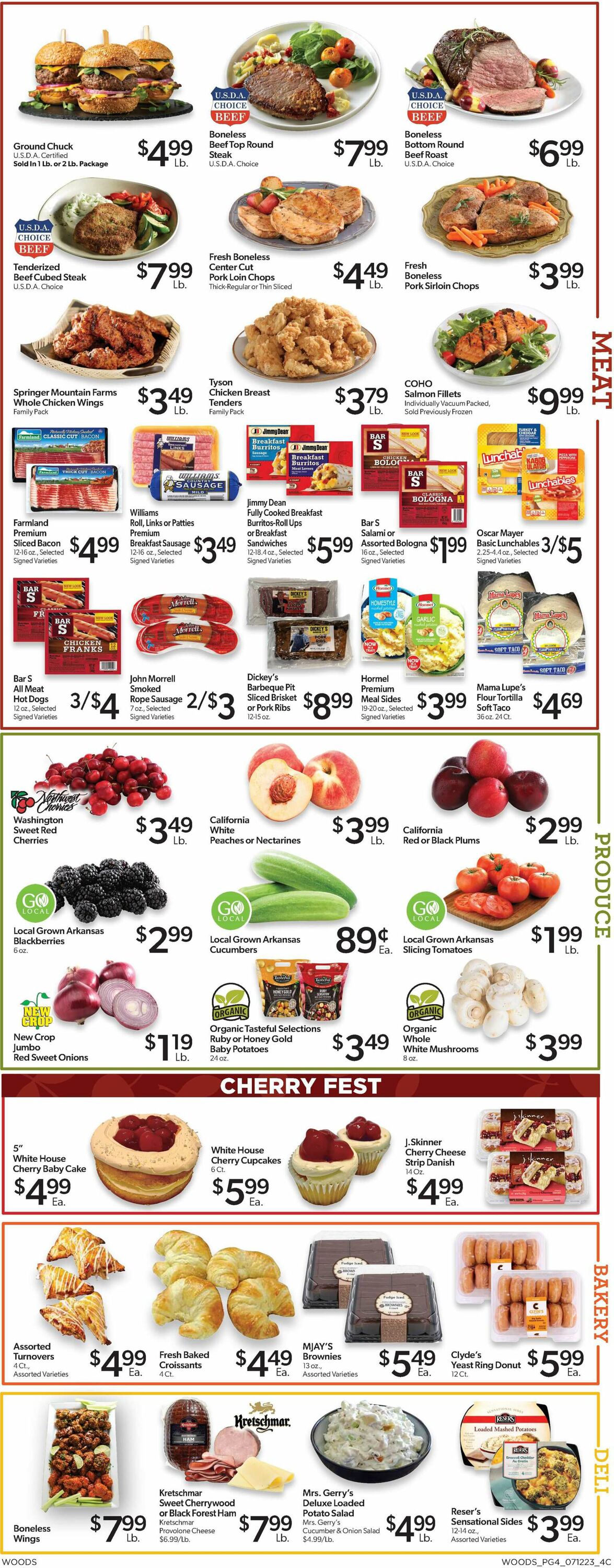 Woods Supermarket Ad from 07/12/2023