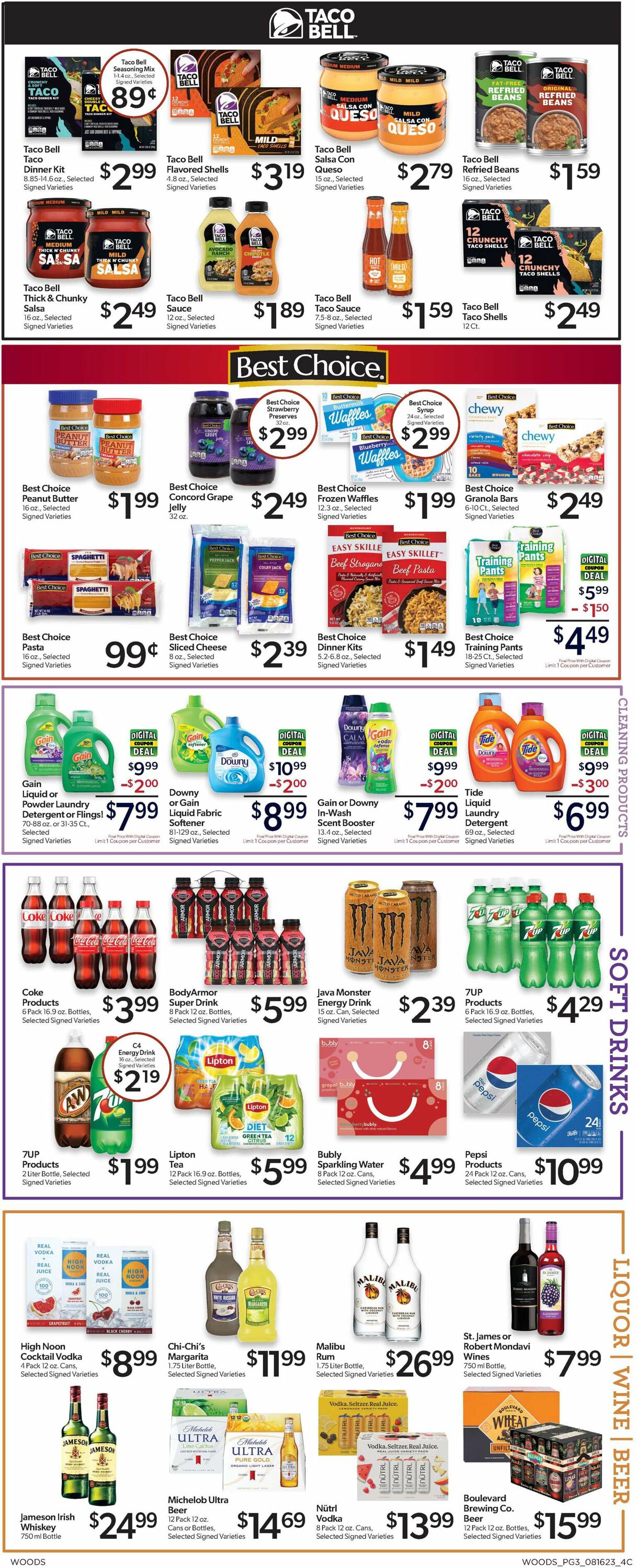 Woods Supermarket Ad from 08/16/2023