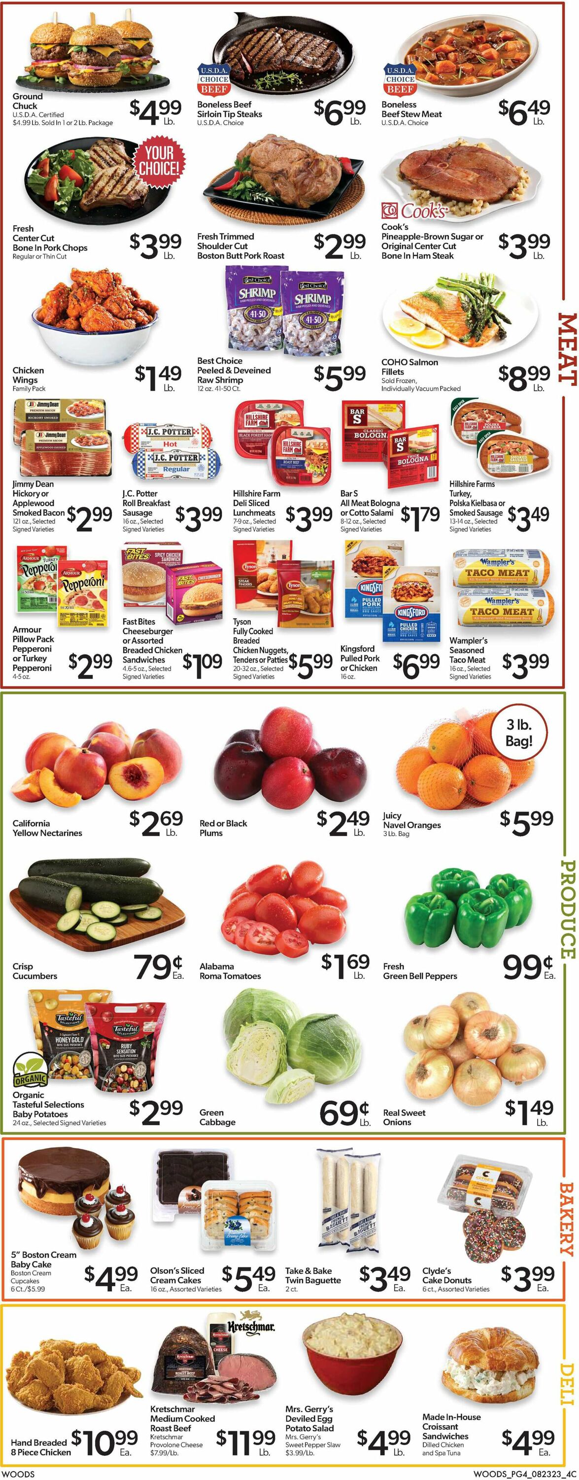 Woods Supermarket Ad from 08/23/2023