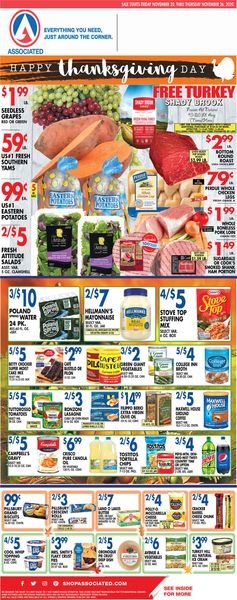 Catalogue Associated Supermarkets Thanksgiving 2020 from 11/20/2020