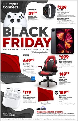 Catalogue Staples BLACK FRIDAY AD 2021 from 11/21/2021