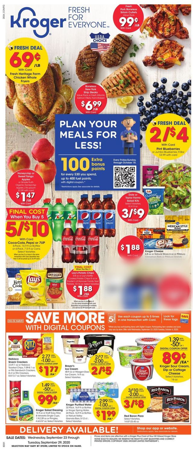 Kroger Ad from 09/23/2020