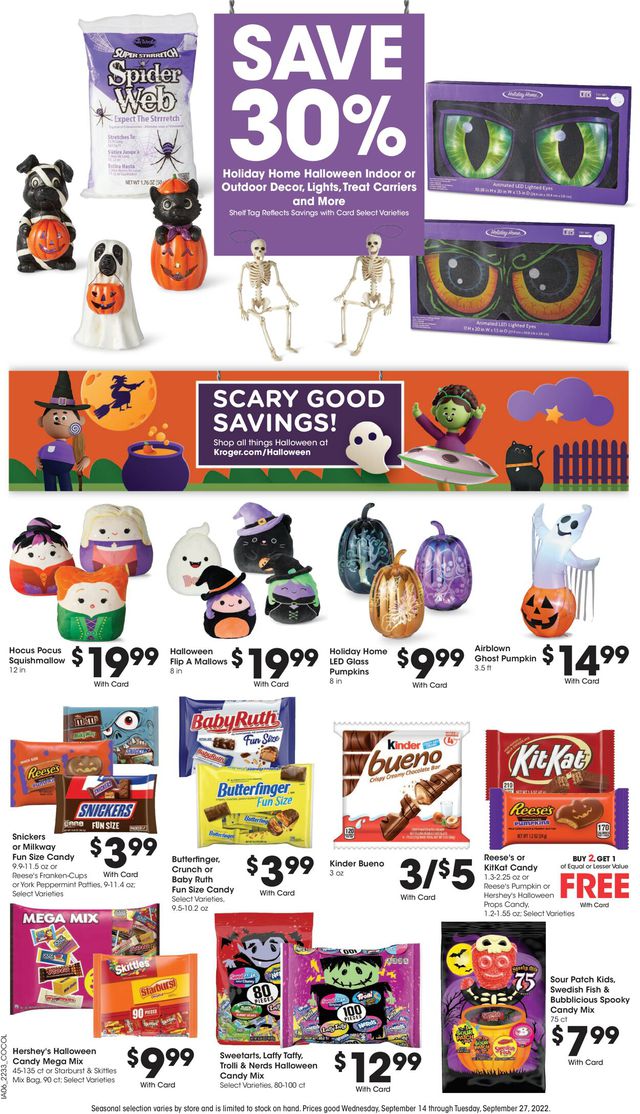 Kroger Ad from 09/14/2022