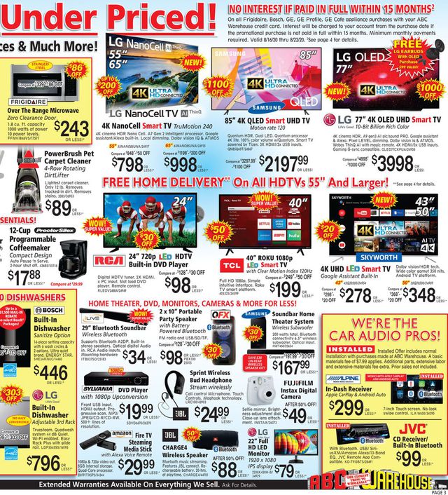 ABC Warehouse Ad from 08/16/2020