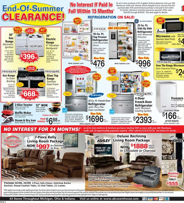 ABC Warehouse Ad from 08/23/2020