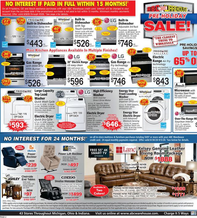 ABC Warehouse Ad from 08/30/2020