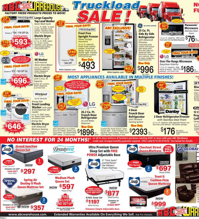 ABC Warehouse Ad from 09/13/2020