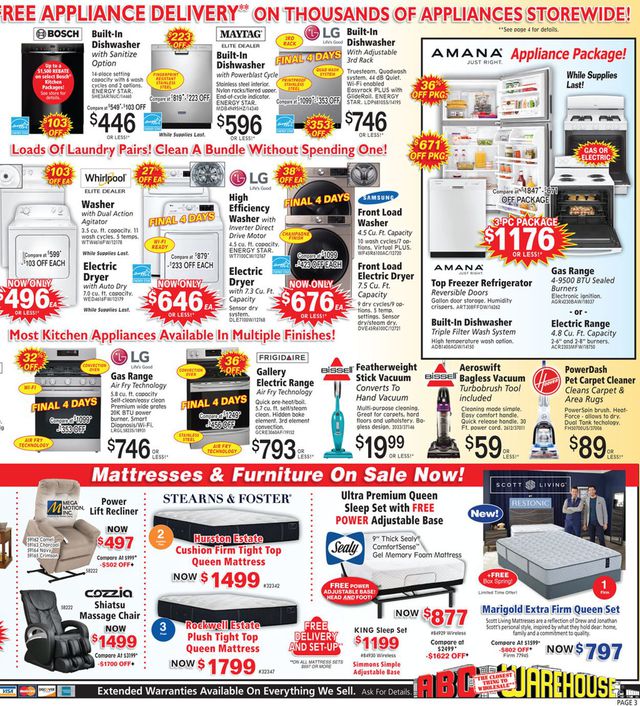 ABC Warehouse Ad from 10/18/2020
