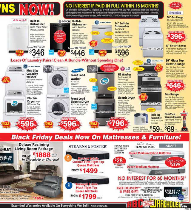 ABC Warehouse Ad from 11/08/2020