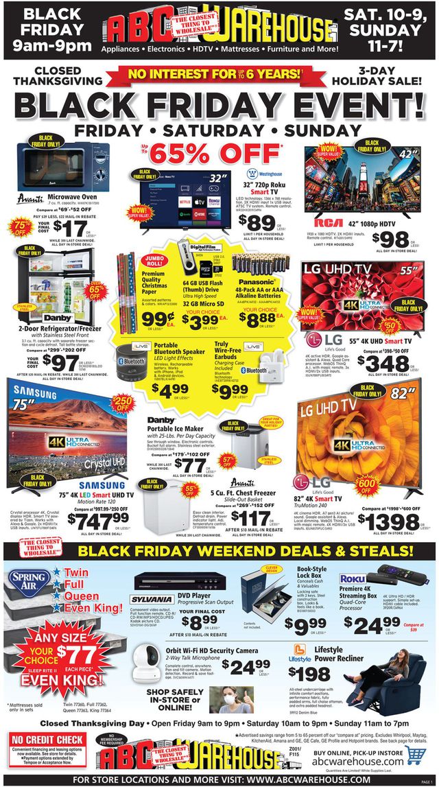 ABC Warehouse Ad from 11/27/2020