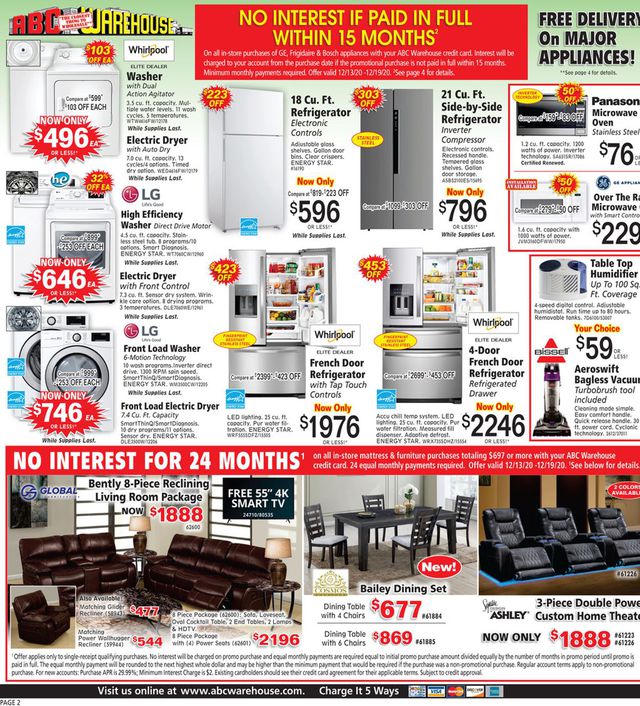 ABC Warehouse Ad from 12/13/2020