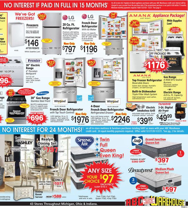 ABC Warehouse Ad from 12/27/2020