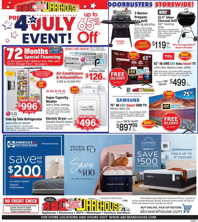 ABC Warehouse Ad from 06/27/2021