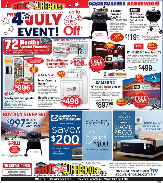 ABC Warehouse Ad from 06/27/2021