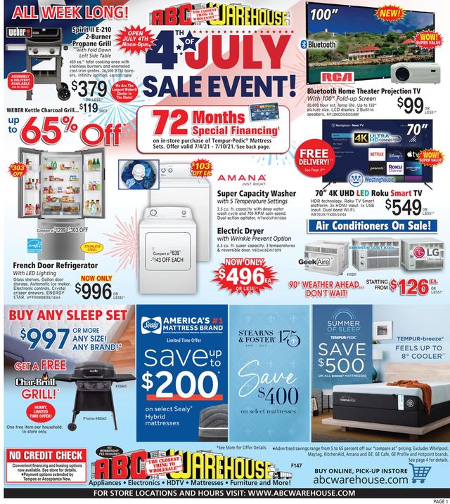 ABC Warehouse Ad from 07/04/2021