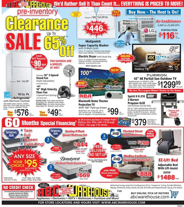 ABC Warehouse Ad from 07/18/2021