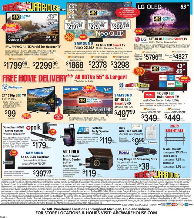 ABC Warehouse Ad from 07/25/2021