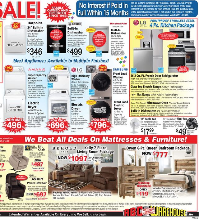 ABC Warehouse Ad from 08/08/2021