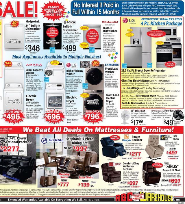 ABC Warehouse Ad from 08/15/2021