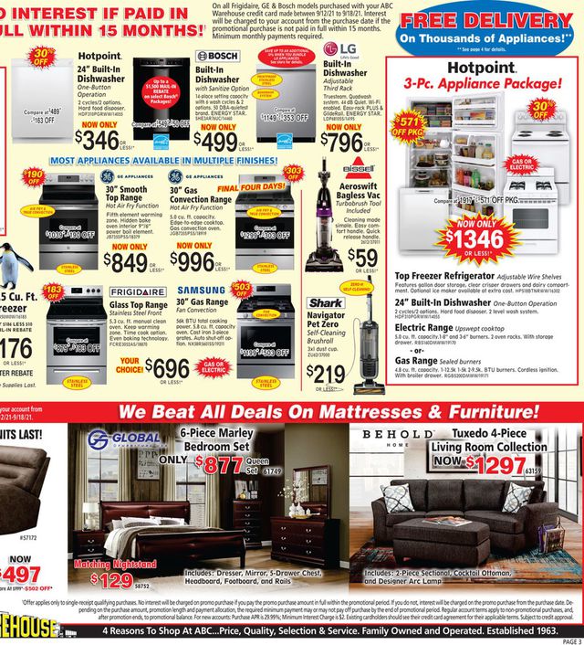 ABC Warehouse Ad from 09/12/2021