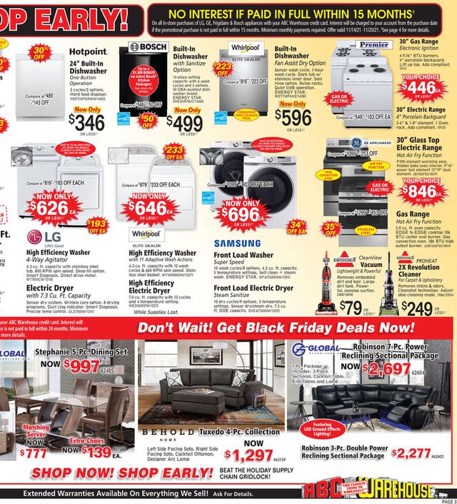 ABC Warehouse Ad from 11/14/2021