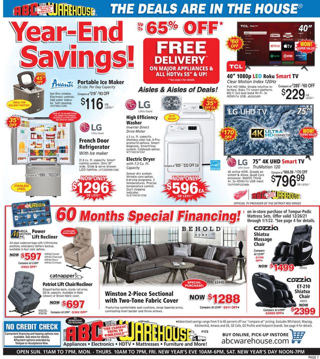 ABC Warehouse Ad from 12/26/2021