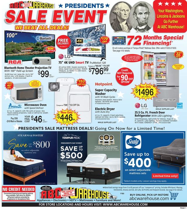 ABC Warehouse Ad from 02/13/2022