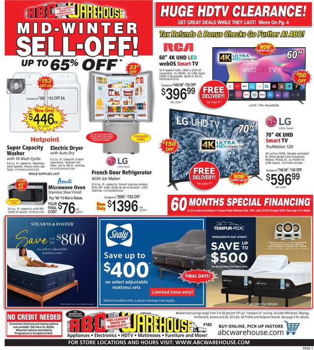 ABC Warehouse Ad from 02/27/2022