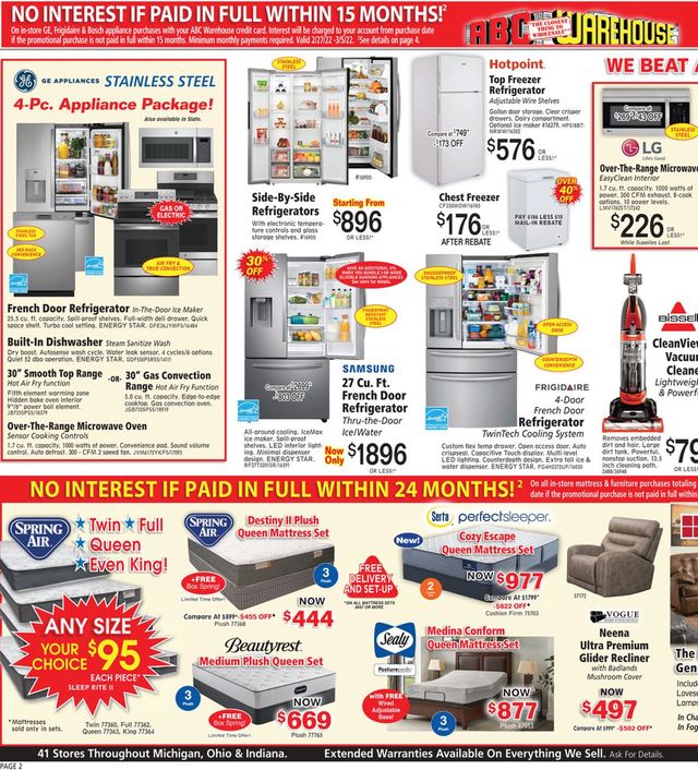 ABC Warehouse Ad from 02/27/2022