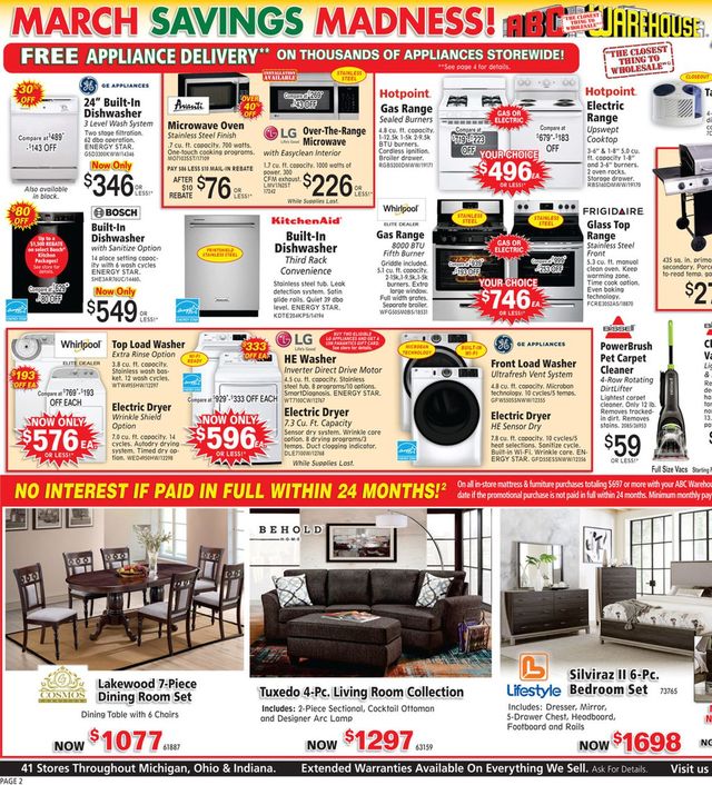 ABC Warehouse Ad from 03/13/2022