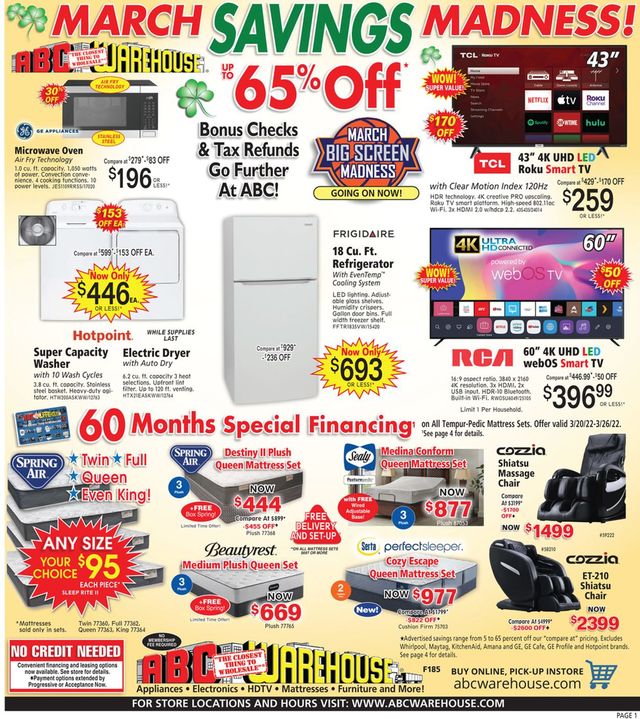 ABC Warehouse Ad from 03/20/2022