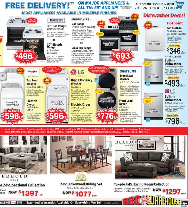 ABC Warehouse Ad from 05/29/2022