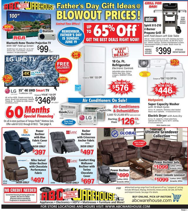ABC Warehouse Ad from 06/12/2022