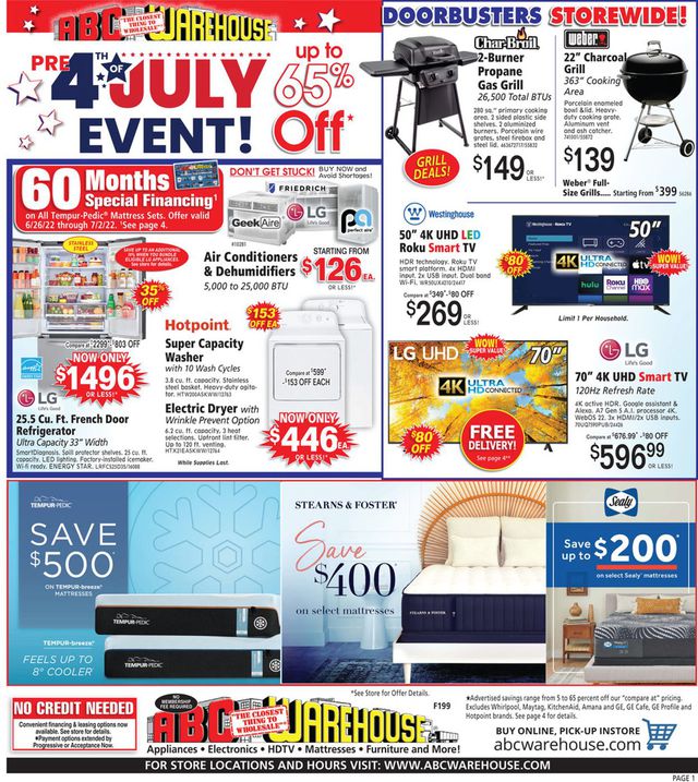 ABC Warehouse Ad from 06/26/2022