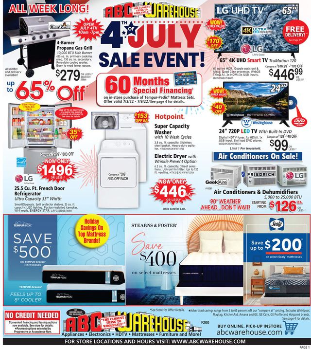 ABC Warehouse Ad from 07/03/2022
