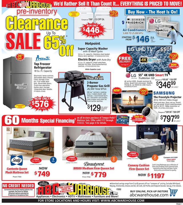 ABC Warehouse Ad from 07/17/2022