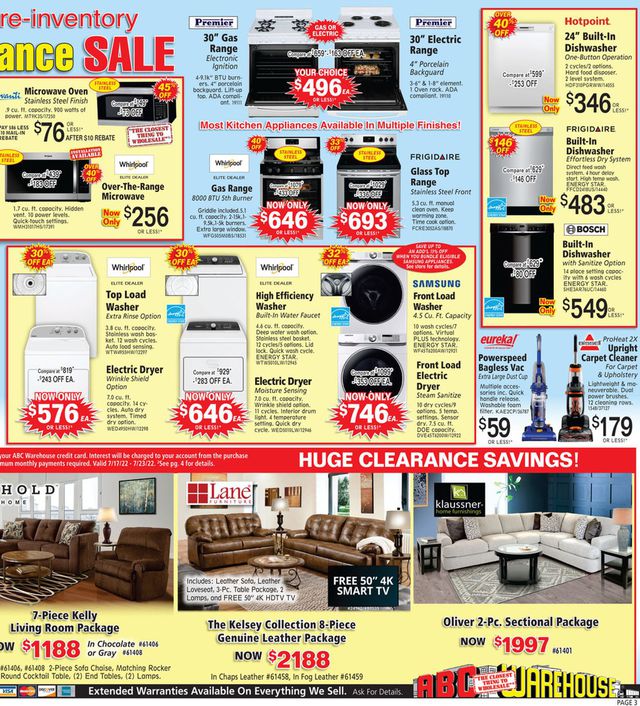 ABC Warehouse Ad from 07/17/2022