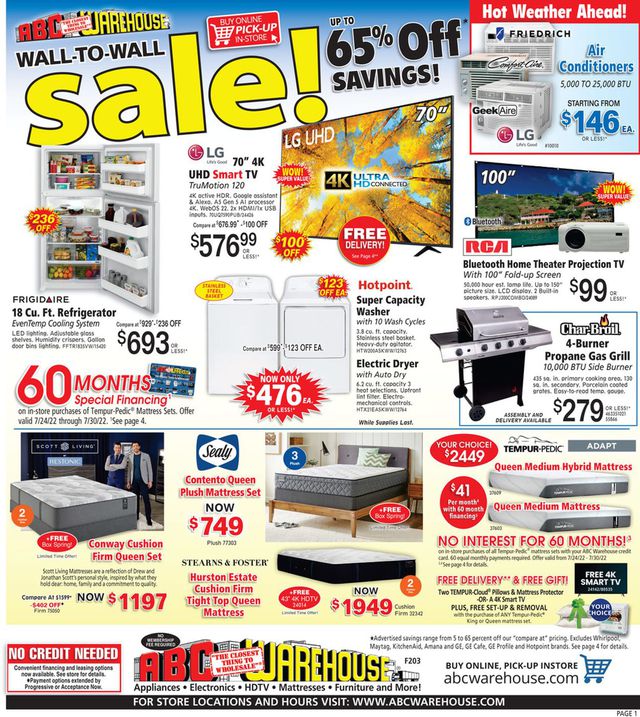 ABC Warehouse Ad from 07/24/2022