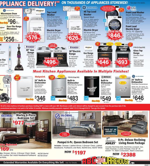 ABC Warehouse Ad from 07/31/2022