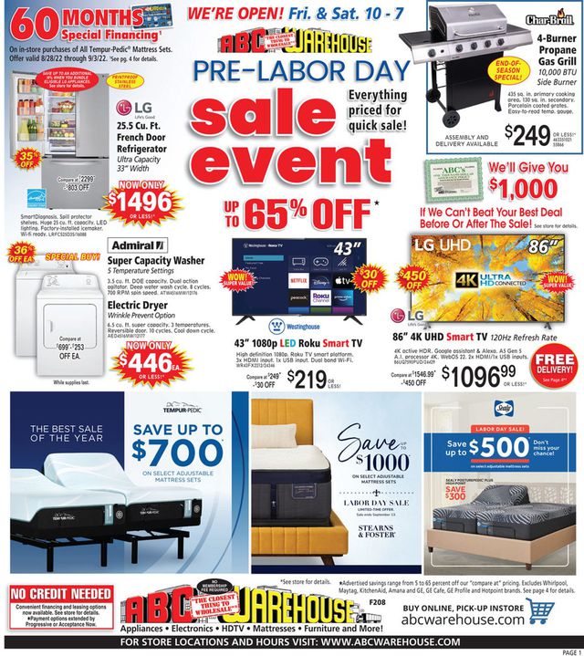 ABC Warehouse Ad from 08/28/2022