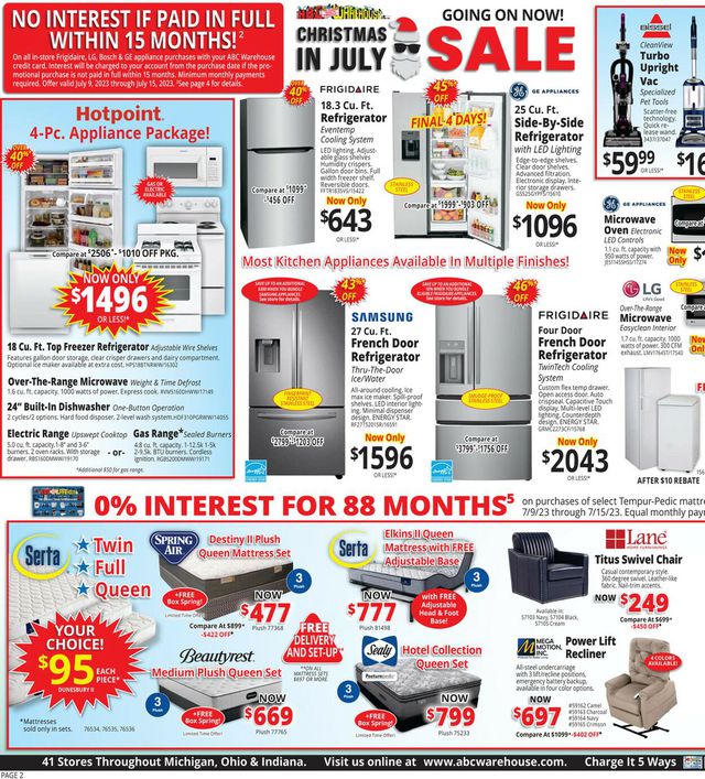 ABC Warehouse Ad from 07/09/2023