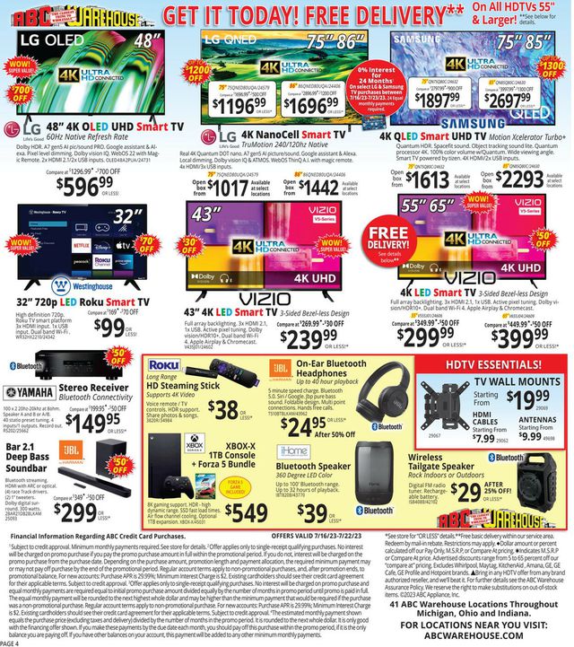 ABC Warehouse Ad from 07/16/2023