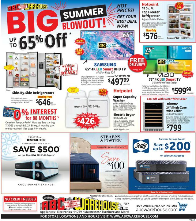 ABC Warehouse Ad from 07/30/2023