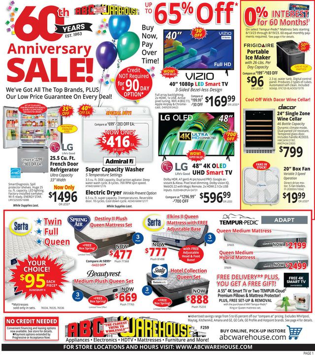 ABC Warehouse Ad from 08/13/2023