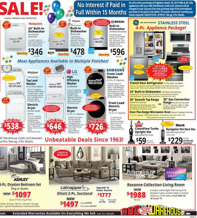 ABC Warehouse Ad from 08/13/2023