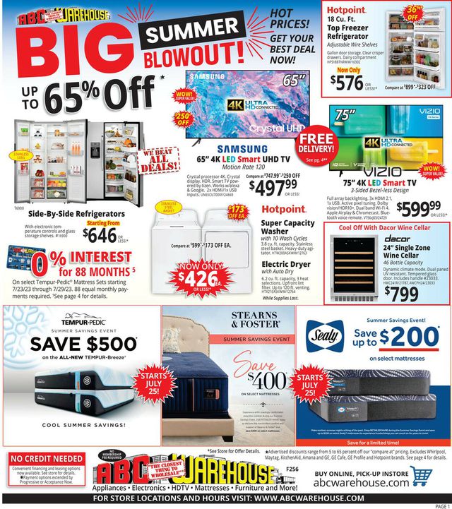 ABC Warehouse Ad from 07/23/2023