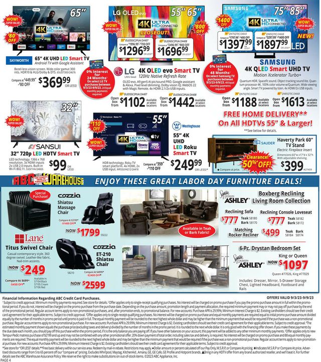 ABC Warehouse Ad from 09/03/2023